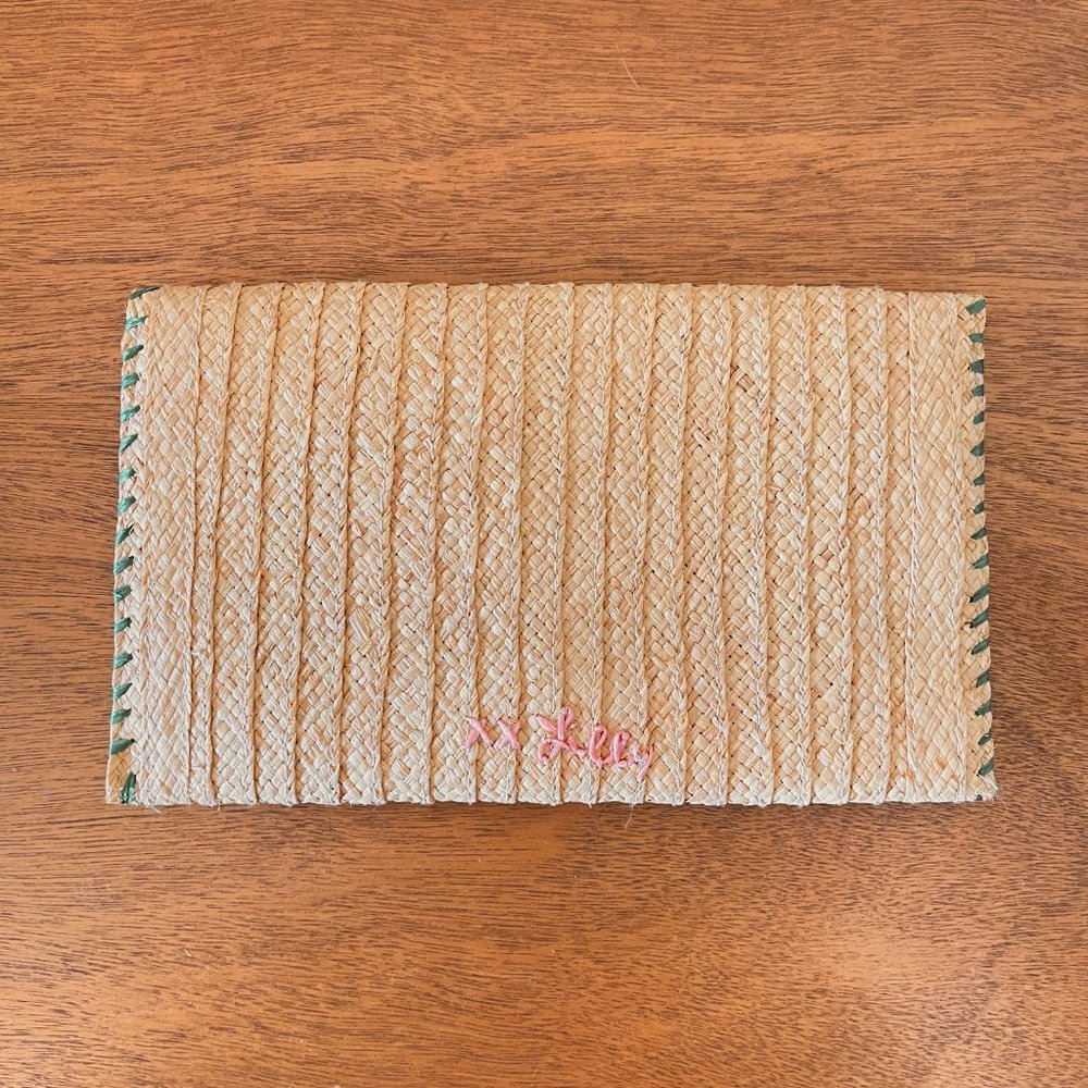 New Lilly Pulitzer Clutch Bag Caliente Straw Beaded Embellished Flowers Straw - Picture 4 of 9